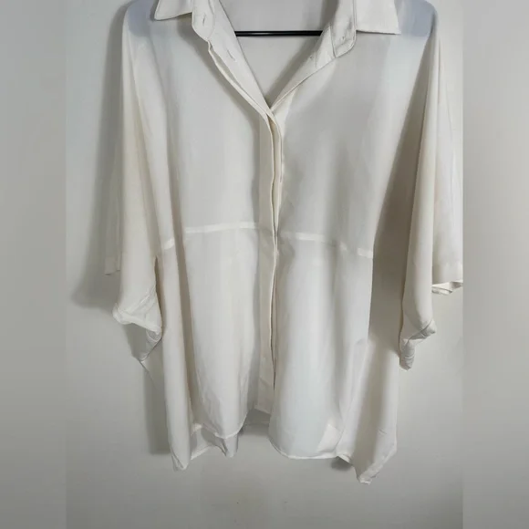 HATCH The Notched Blouse Cream One Size Deep VNeck Dolman Elbow Sleeve Maternity - Picture 8 of 8